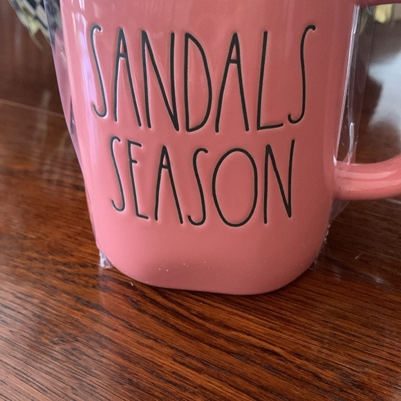 RAE Dunn “Sandal Season” Pink Mug with Palm Tree Sunset Topper - Picture 2 of 6